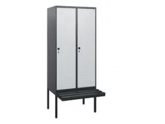 locker met bank,HxBxD 1950x800x815mm,2vak,vak B 400mm,draaigrendel