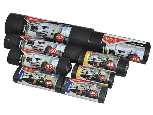 vuilniszak met trekkooord 57x72cm 60L 25micron LDPE zwart 10 stuks