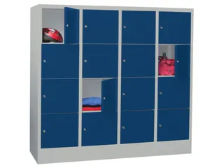 lockerkast,HxBxD 1518x1600x500mm,4x4vakken,RAL7035,front RAL5010 - 2