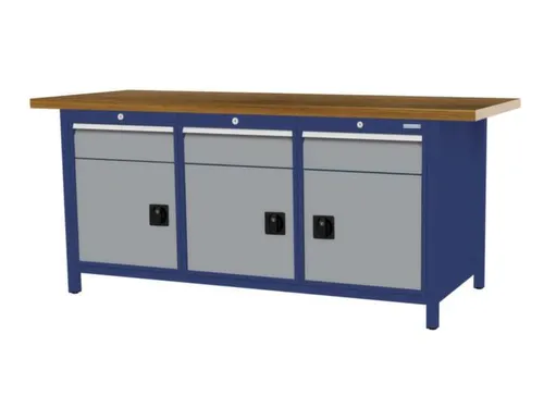 werkbank,HxBxD 860x2000x750mm,onderstel RAL5013,fronten RAL7040