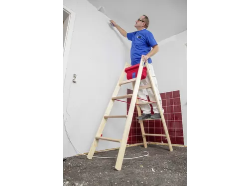 trapladder,beide zijden,2x5,treden,balk L 1,52m,hout
