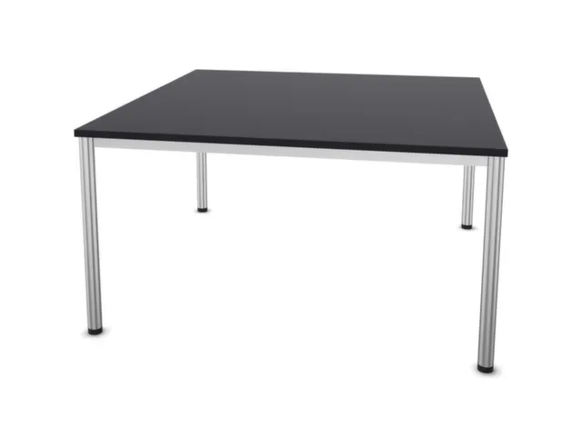 Vergadertafel Hxbxd 74x140x140cm 4-poots Ronde Buis Aluzilver Cc-zwart