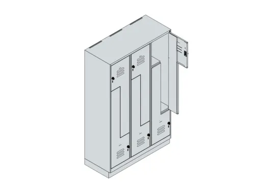 Z-garderobekast,HxBxD 1950x1200x500mm,vak B 200/400mm,draaigrendel