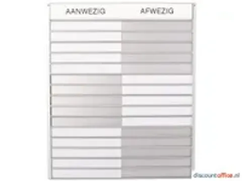 OUTLET In-uit Bord 45 Namen Aluminium Aan/afwezigheidsbord Groot Wit