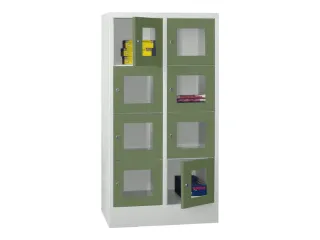 lockerkast,HxBxD 1518x800x500mm,2x4vakken,RAL7035,front RAL6011 - 2