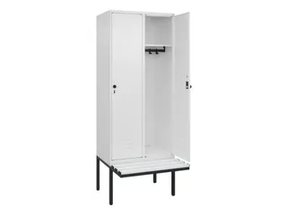 locker met bank,HxBxD 2120x800x815mm,2vak,vak B 400mm,draaigrendel - 2