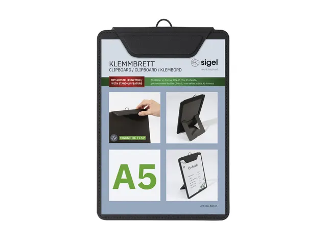 Porte-menu Sigel noir plastique A5