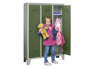lockerkast v. kinderen,HxBxD 1300x780x300mm,3vak,RAL7035,front RAL6011 - 2