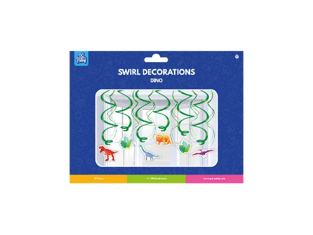 Hangdecoratie 70cm Party Swirl Dino 12 stuks
