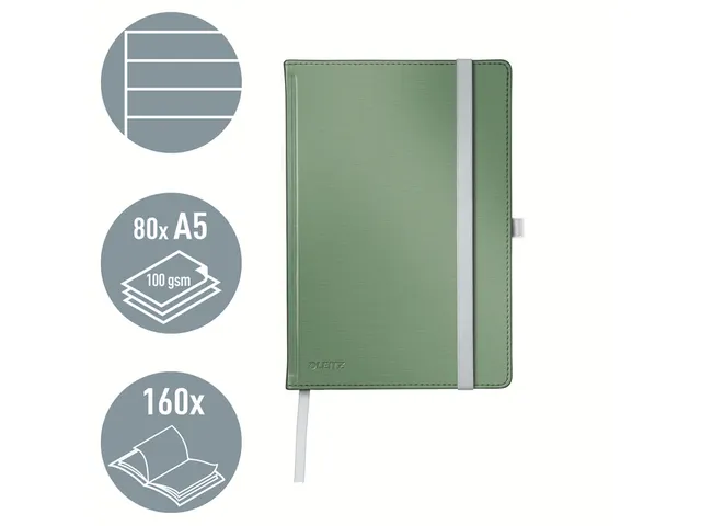 Carnet de notes Leitz Style A5 ligné 160 pages 100g vert