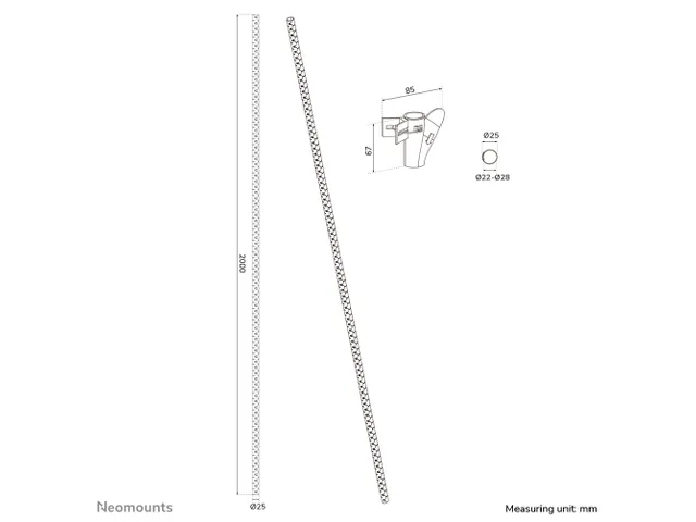 Neomounts ADS06-142BL Gaine de câble - pour 1-5 câbles - 25 mm - uni