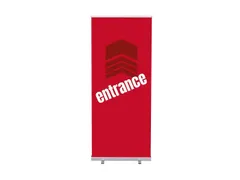 Roll-Banner 85x200 complete set met print "Entrance" Rood
