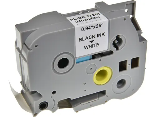 Labeltape p-touch TZE-251 4mmx8m zwart op wit gelamineerd