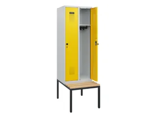 locker met bank,HxBxD 1950x600x815mm,2vak,vak B 300mm,draaigrendel - 1