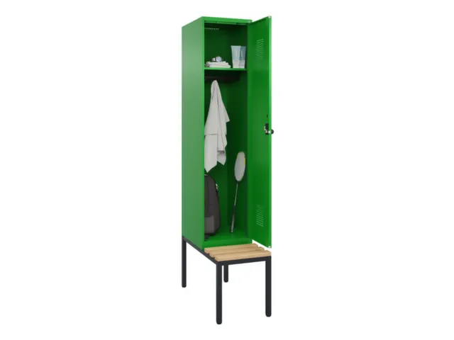locker met bank,HxBxD 2120x400x815mm,1vak,vak B 400mm,draaigrendel