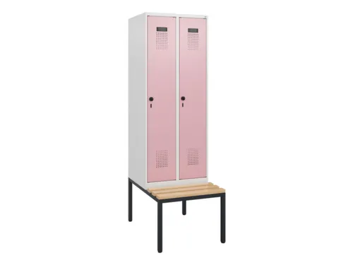 locker met bank,HxBxD 1950x600x815mm,2vak,vak B 300mm,draaigrendel