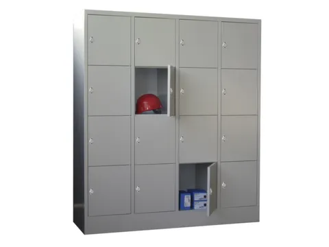 lockerkast,RAL 7035,HxBxD 1850x1600x500mm,4x4vakken,vak B 400mm