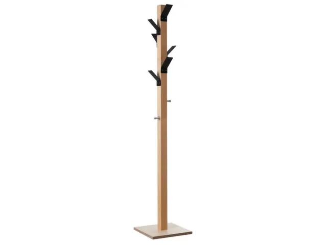 Staande kapstok 6jas-/2tashaken hout/polystyreen naturel/zwart