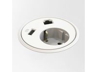 Power unit rond (1x stroom, 1x data, 1x USB Charger) - Wit