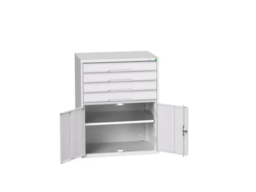 ladekast HxBxD 1000x800x550mm 4laden 2deuren RAL7035 front RAL7035
