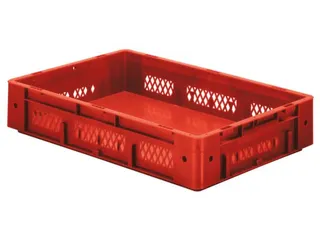 Euronorm Stapelkrat 120x600x400mm 20l Opengewerkt/Bodem Gesl. Rood - 1