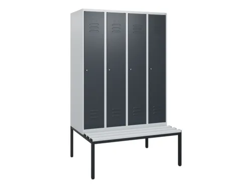 locker met bank,HxBxD 1950x1200x815mm,4vak,vak B 300mm,cil.-slot
