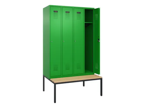 locker met bank,HxBxD 2120x1200x815mm,4vak,vak B 300mm,cilinderslot