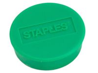 Verpakking met 10 ronde, groene magneten van 25 mm met een mag