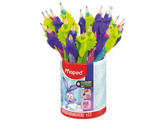 Grafietpotlood Maped Kidy Learn met gum en vingerhulp pot à 22 stuks - 1