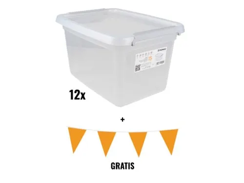 Actie Wk 2026 Nl 12 Opbergdozen 15l + gratis vlaggenlijn oranje