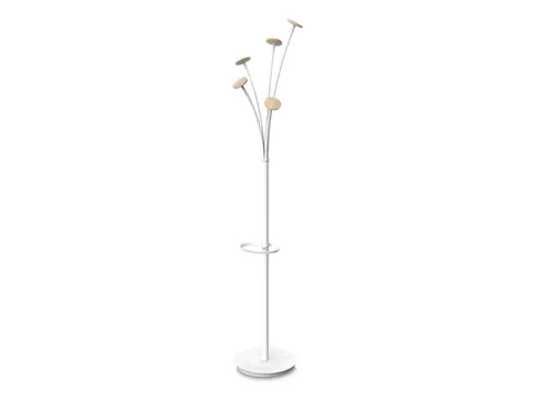 Festival kapstok 5 haken 187 cm wit / hout met parapluhouder
