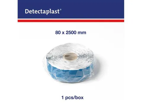 Detectaplast 8258 Textielpleister Elastisch Blauw 8cm x 25 meter