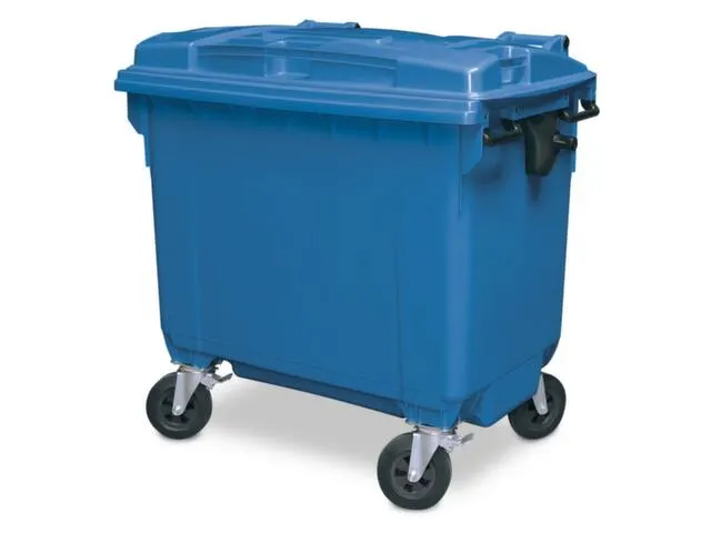 Vuilcontainers,660l,romp HDPE blauw,HxBxD 1165x1265x775mm,4zwenkwielen