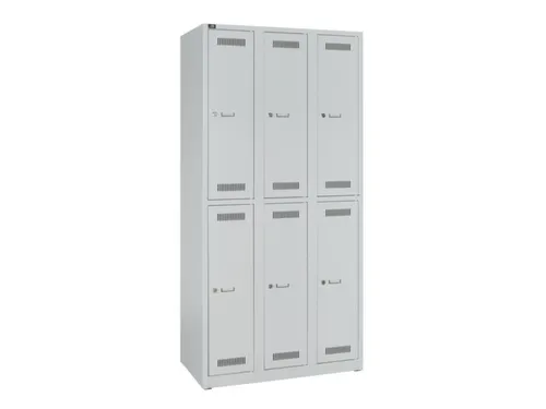 Dubbeldekse garderobekast,HxBxD 1850x900x500mm,3x2vak.,vak B 300mm