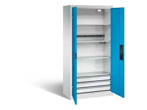 acculaadkast 1950x930x500mm 5stekkerdozen 230V cil.-slot front RAL5012