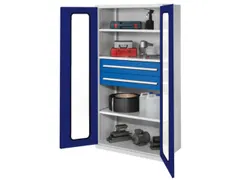 Materiaalkast Vensterdeuren 1950x1000x600mm 3legborden 2laden Ral5010