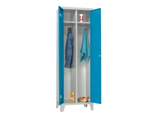 garderobekast,HxBxD 1850x600x500mm,2vak,RAL7035,front RAL5012