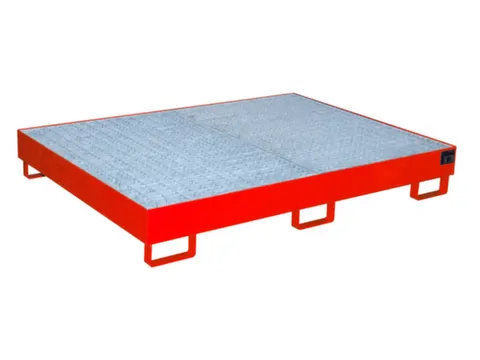 stellingopvangbak,opvangvol. 240l,m. rooster,staal,RAL3000