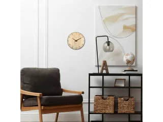 Wandklok Nextime Edge-Wood-Dome dia 35cm kunststof licht bruin streep - 10