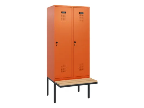 locker met bank,HxBxD 1950x800x815mm,2vak,vak B 400mm,draaigrendel