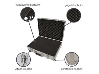 Aluminium Gereedschapskoffer Plukschuim sleutelslot 455x330x152mm - 3