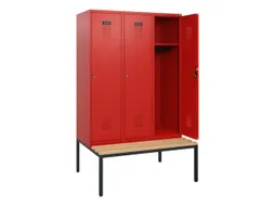 locker met bank,HxBxD 1950x1200x815mm,3vak,vak B 400mm,cilinderslot