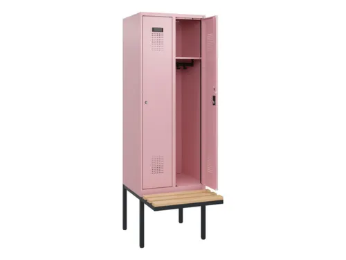 locker met bank,HxBxD 1950x600x815mm,2vak,vak B 300mm,cilinderslot