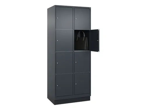 lockerkast,HxBxD 1950x800x500mm,2x4vakken,vak B 400mm,cil.-slot,sokkel