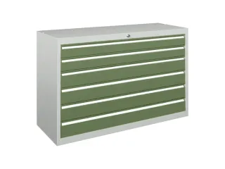 ladekast 800x1023x600mm 6laden cilinderslot RAL7035 front RAL6011 - 1