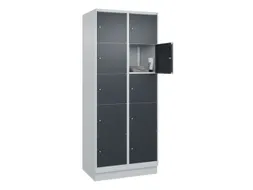 lockerkast,HxBxD 1950x800x500mm,2x5vakken,vak B 400mm,cil.-slot,sokkel