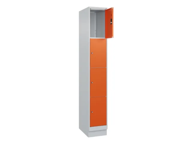 lockerkast,HxBxD 1950x300x500mm,1x4vakken,vak B 300mm,cil.-slot,sokkel