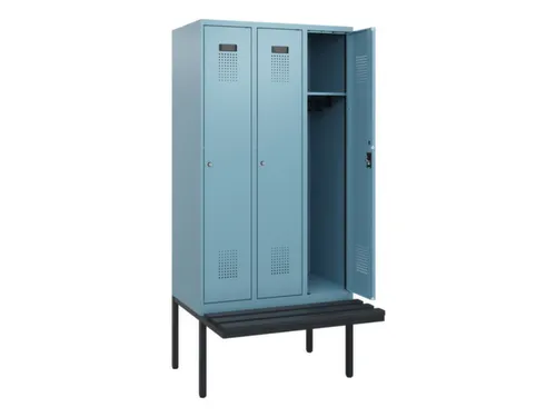 locker met bank,HxBxD 1950x900x815mm,3vak,vak B 300mm,cilinderslot