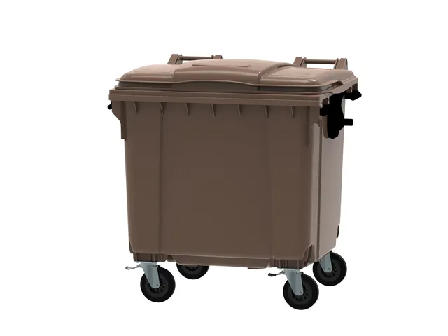 Container 1100 liter vlak deksel Bruin Kunststof