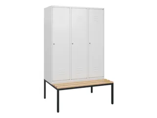 locker met bank,HxBxD 1950x1200x815mm,3vak,vak B 400mm,cil.-slot - 1